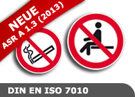 Verbotszeichen nach DIN EN ISO 7010 und ASR A 1.3 (2013)
