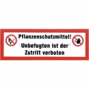 Verbotszeichen mit Text und Piktogramm: Kombischild Pflanzenschutzmittel - Unbefugter Zugriff verboten