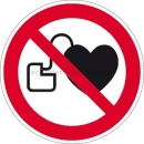 Verbotsschilder: Kein Zutritt für Personen mit Herzschrittmachern oder implantierten Defibrillatoren nach ISO 7010 (P 007)