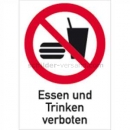 Verbotszeichen mit Text und Piktogramm: Kombischild Essen und Trinken verboten