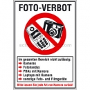 Verbotszeichen mit Text und Piktogramm: Kombischild Foto-Verbot