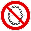 Verbotszeichen praxiserprobt: Bedienung mit Halskette verboten