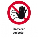 Verbotszeichen mit Text und Piktogramm: Kombischild Betreten verboten